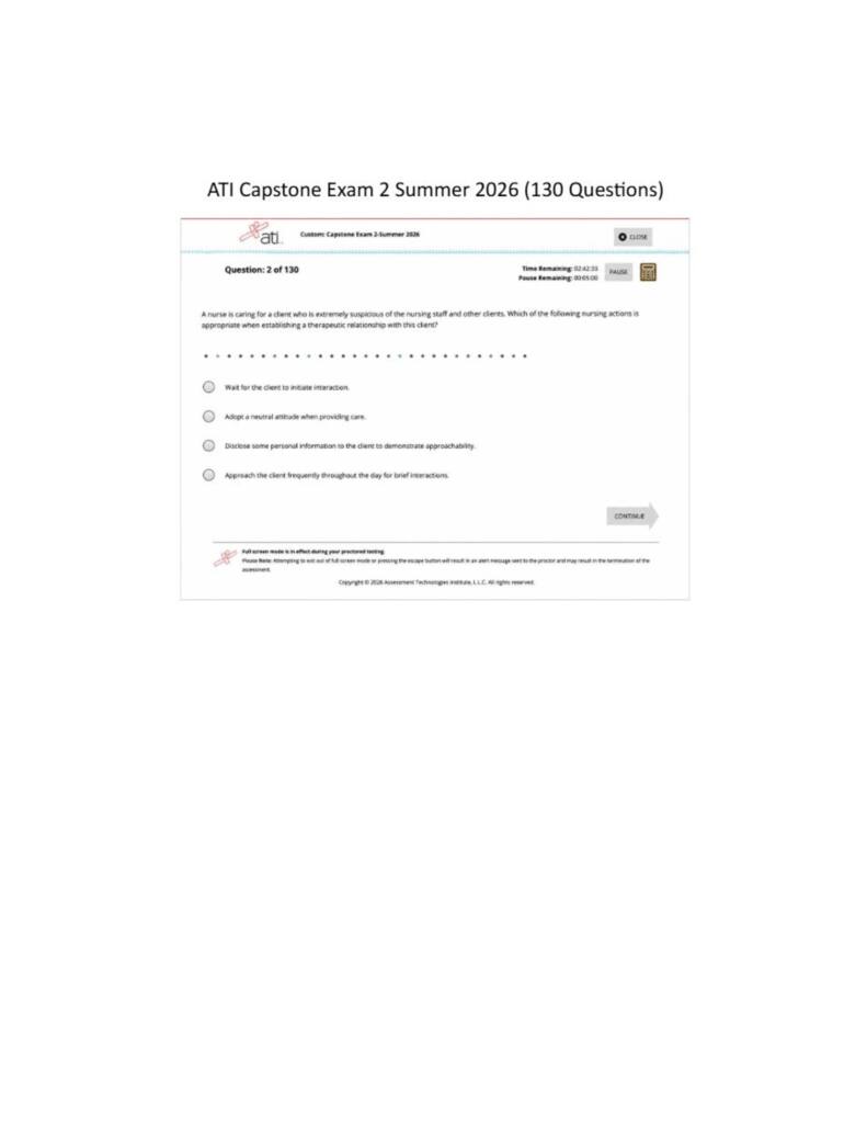 ATI Capstone Exam 2.00 answers with rationales