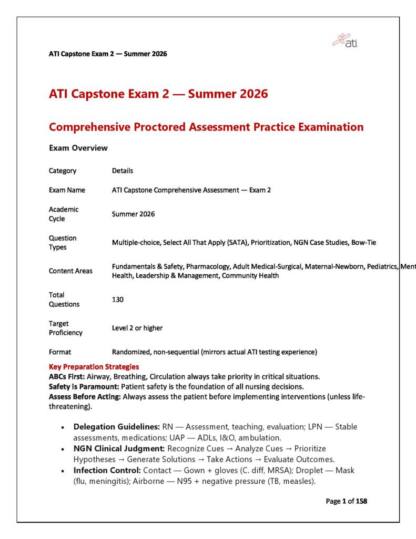ATI Capstone Exam 20 Q&A with rationales