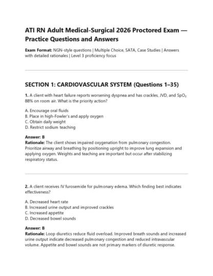 ATI RN Adult Medical 1.1 exam notes