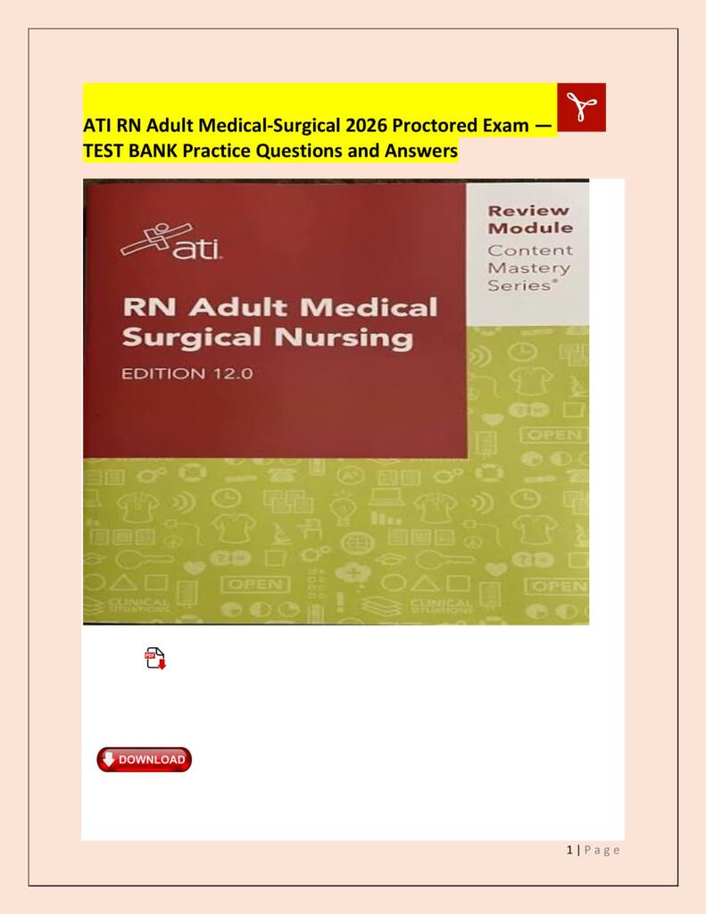 ATI RN Adult Medical 123 testbank with answers