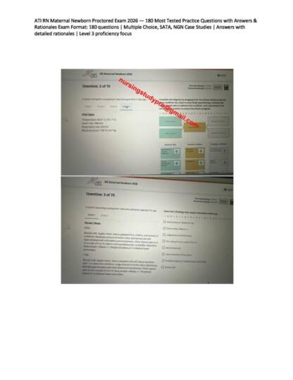 ATI RN Maternal Newborn Proctored Exam 2026 2  Q&A with Rationales Exam Format